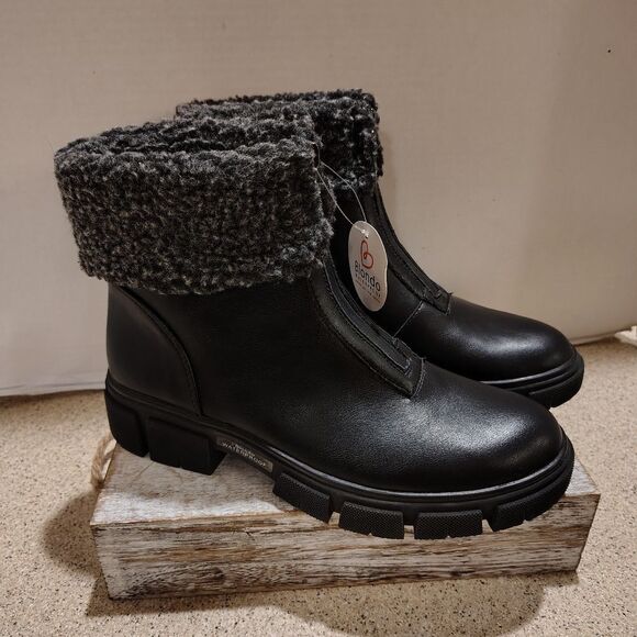 Blondo boots Faux fur lined waterproof zip up Boots Lug Soles Size 8.5 black - Picture 1 of 6